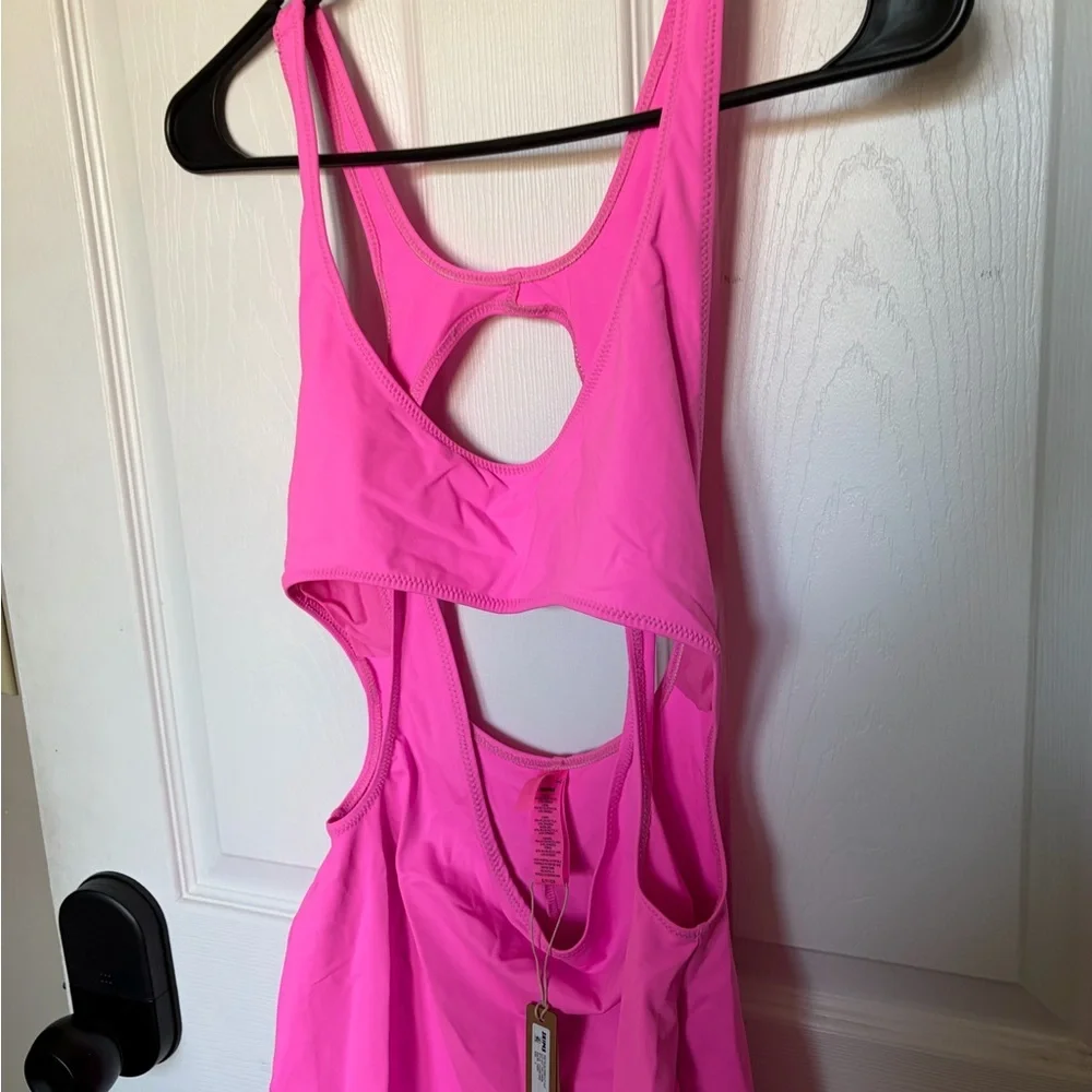 SKIMS Recycled Swim Cut-Out Tank Dress – Taffy Pink | Size S | NWT